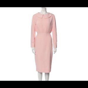 Emilia Wickstead Peter Pan Collar Pink Pencil Dress